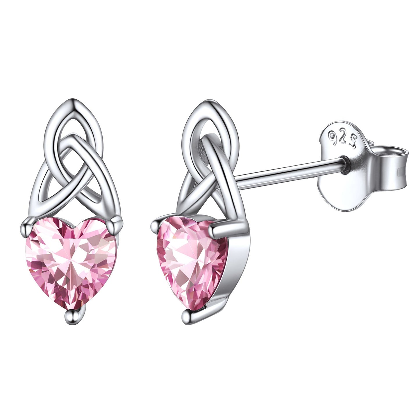 Sterling Silver Irish Celtic Knot Birthstone Stud Earrings for