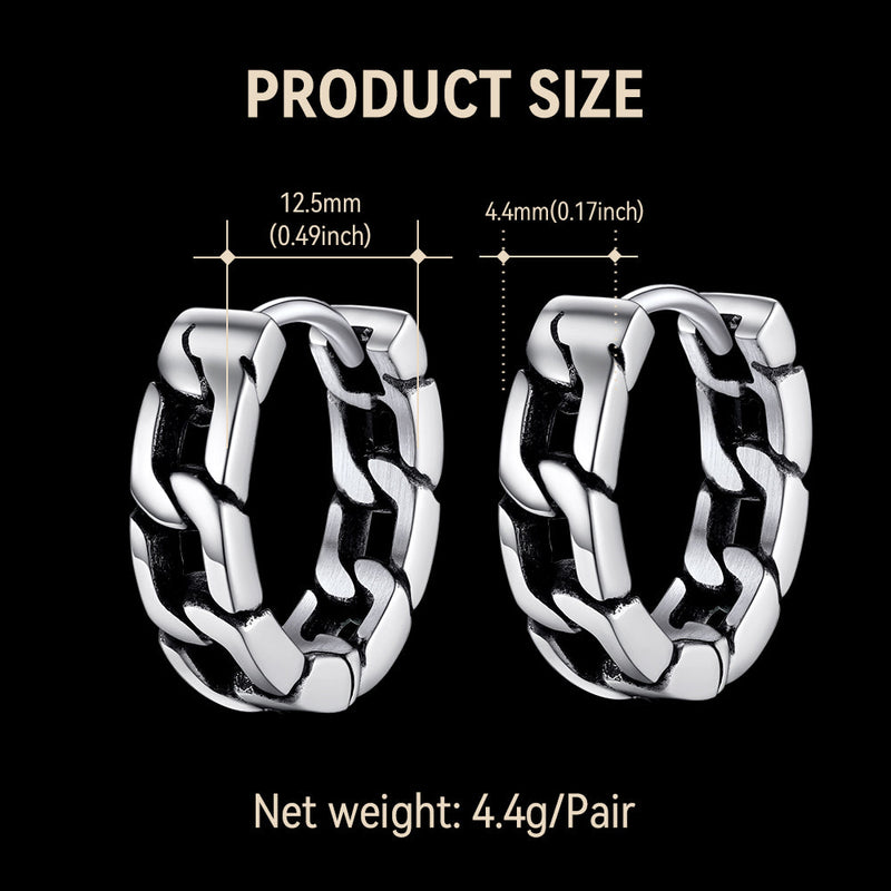 Chunky Cuban Chain Huggie Hoop Earrings for