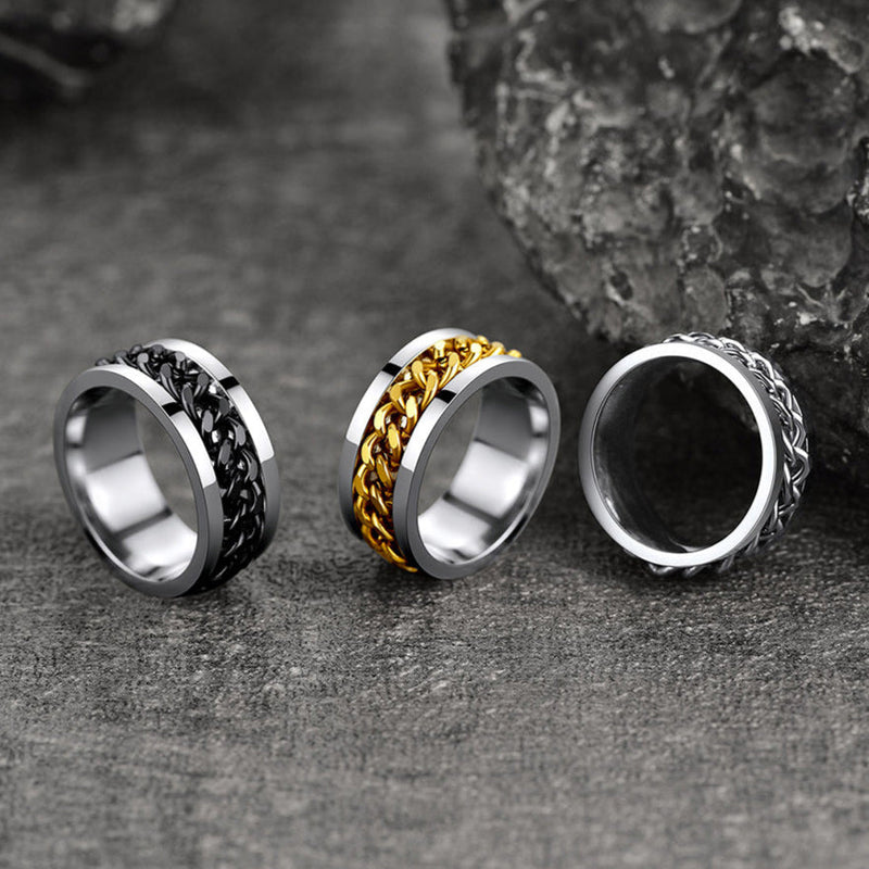 Cuban Chain Link Fidget Spinner Anxiety Ring for
