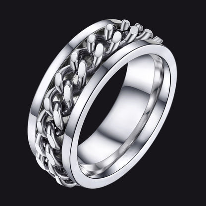 Cuban Chain Link Fidget Spinner Anxiety Ring for