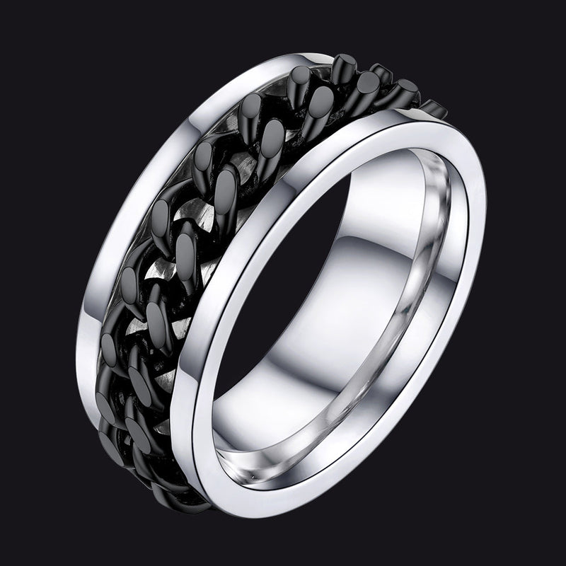 Cuban Chain Link Fidget Spinner Anxiety Ring for
