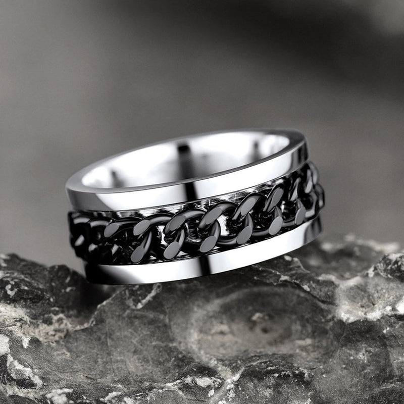 Cuban Chain Link Fidget Spinner Anxiety Ring for