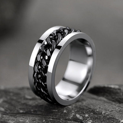Cuban Chain Link Fidget Spinner Anxiety Ring for