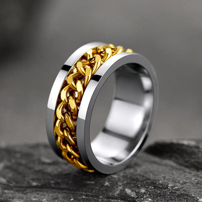 Cuban Chain Link Fidget Spinner Anxiety Ring for