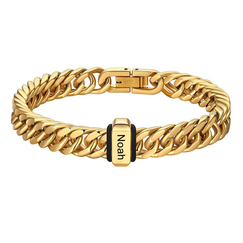 Personalized Cuban Link Bracelet Engraved Name Bracelet for