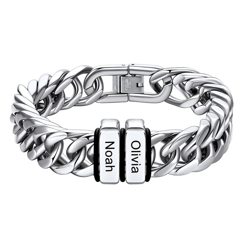Personalized Cuban Link Bracelet Engraved Name Bracelet for