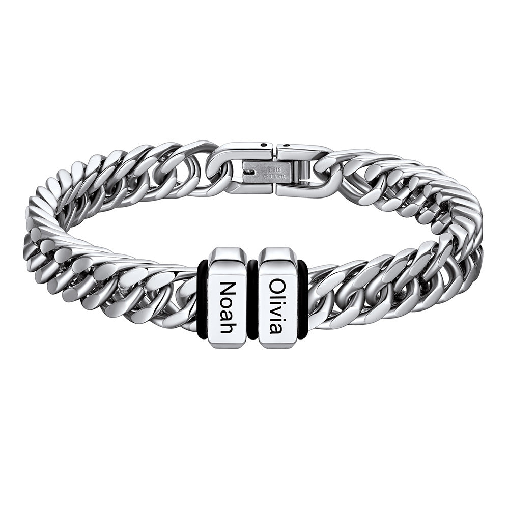 Personalized Cuban Link Bracelet Engraved Name Bracelet for