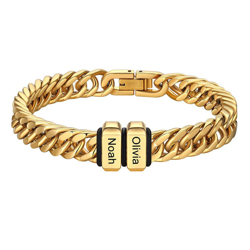 Personalized Cuban Link Bracelet Engraved Name Bracelet for