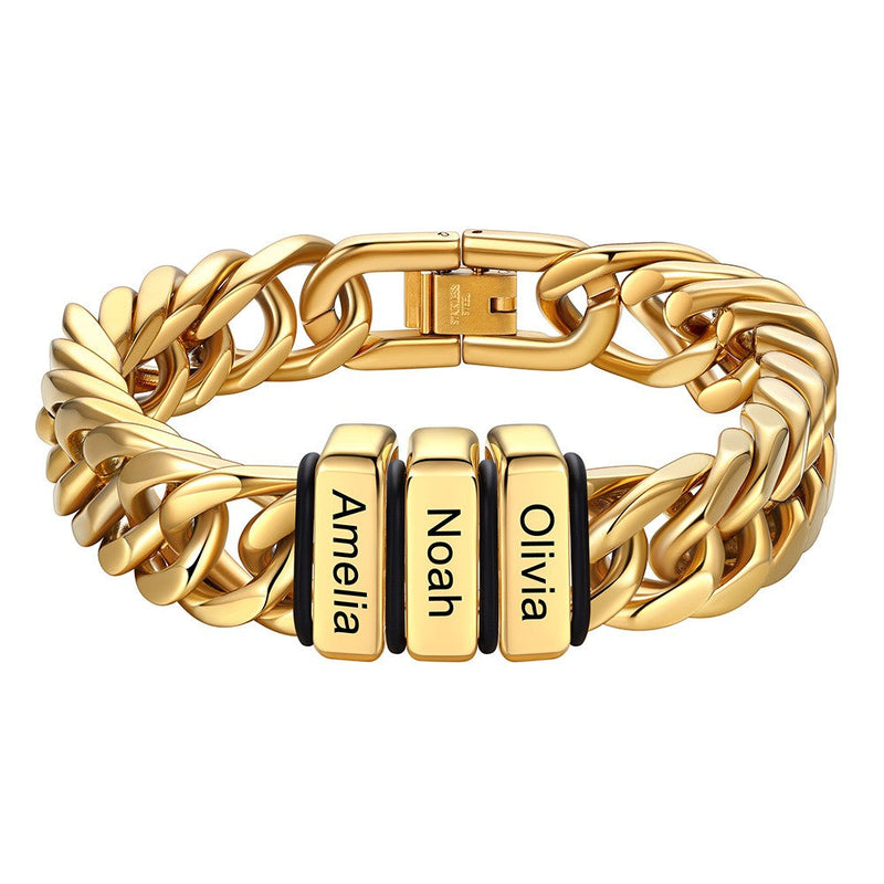 Personalized Cuban Link Bracelet Engraved Name Bracelet for