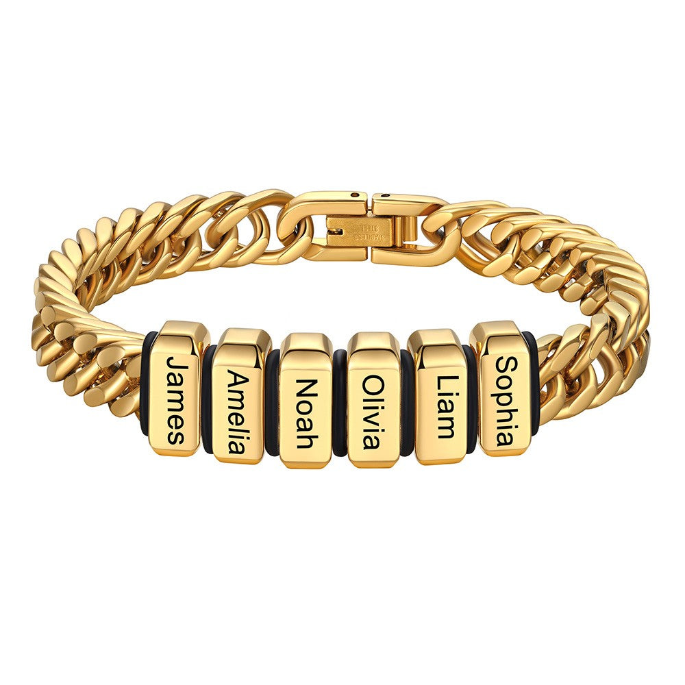 Personalized Cuban Link Bracelet Engraved Name Bracelet for