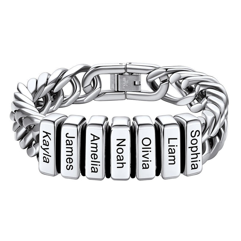 Personalized Cuban Link Bracelet Engraved Name Bracelet for