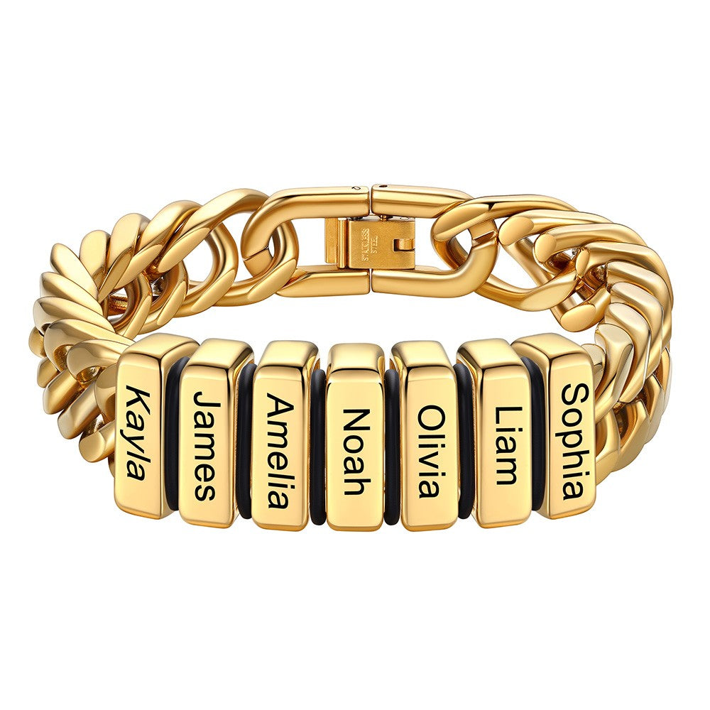 Personalized Cuban Link Bracelet Engraved Name Bracelet for