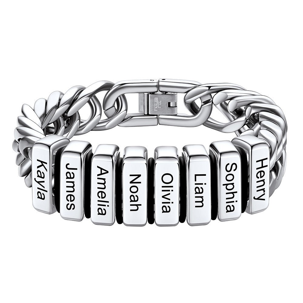 Personalized Cuban Link Bracelet Engraved Name Bracelet for