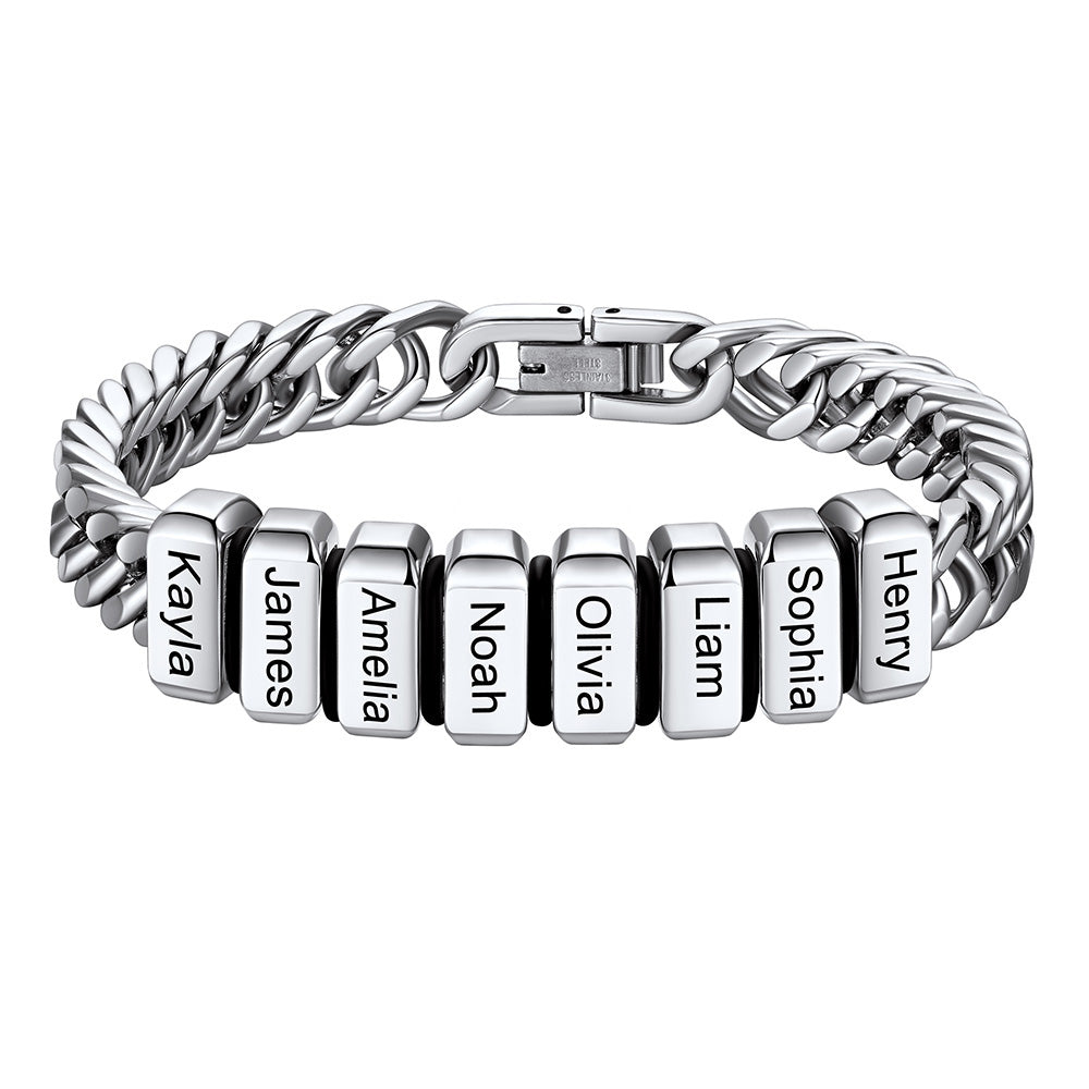 Personalized Cuban Link Bracelet Engraved Name Bracelet for
