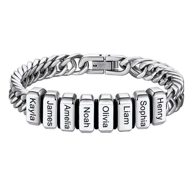 Personalized Cuban Link Bracelet Engraved Name Bracelet for