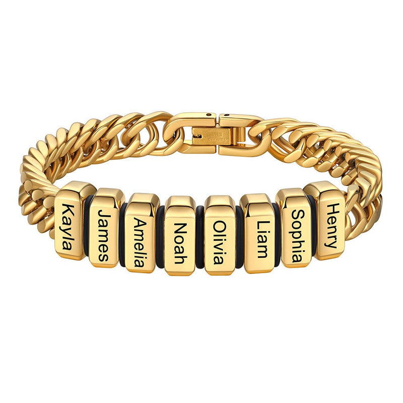 Personalized Cuban Link Bracelet Engraved Name Bracelet for