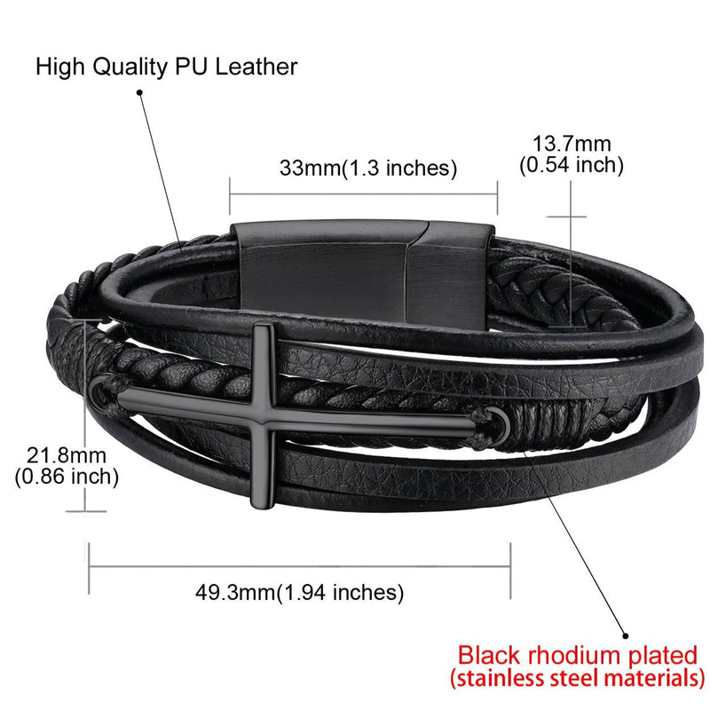 Christian Cross Multi-layer Braided Leather Bracelet for
