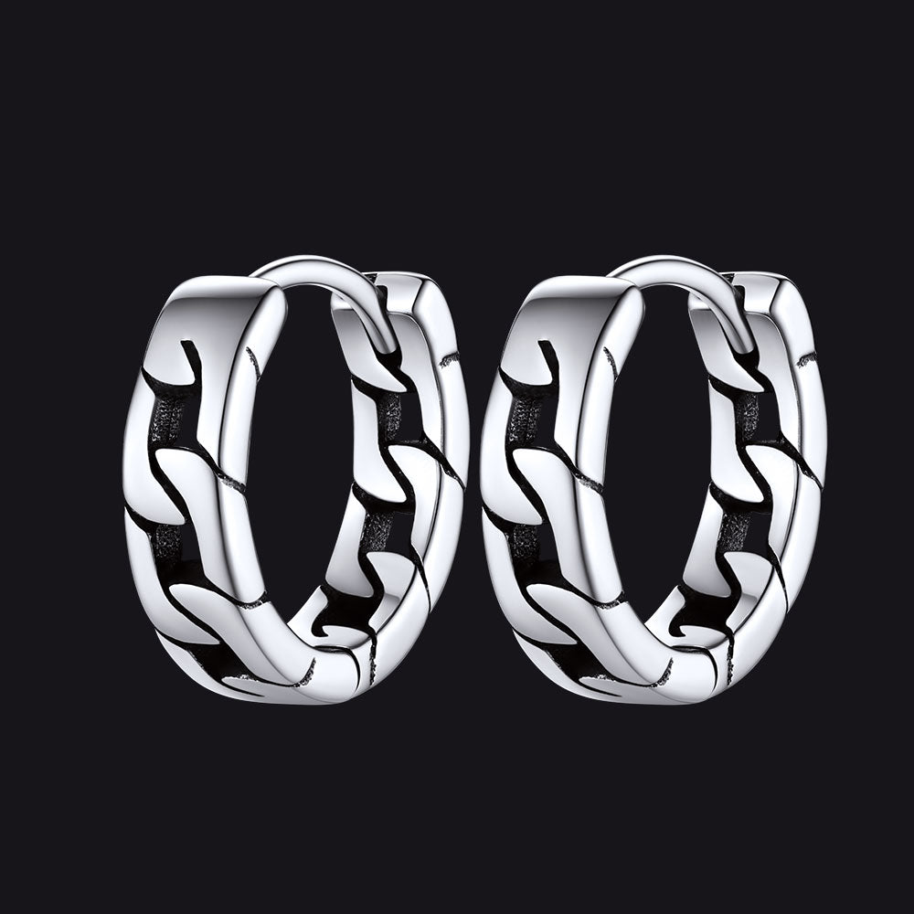 Sterling Silver Small Leaf Hoop Huggie Earrings for