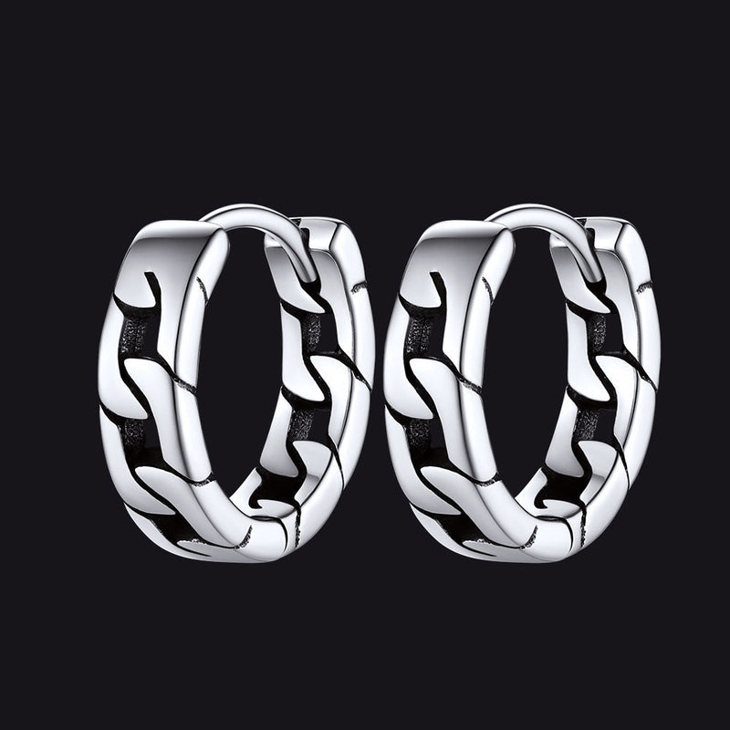Sterling Silver Small Leaf Hoop Huggie Earrings for