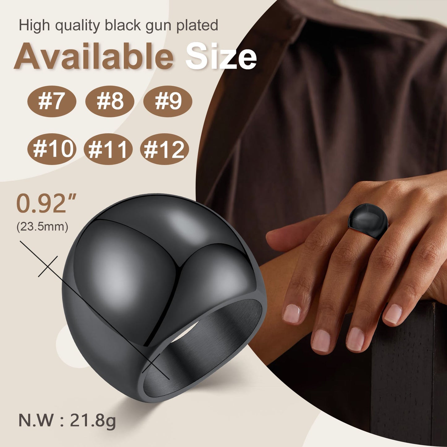 Chunky Dome Statement Ring for , 8/16/23mm Width