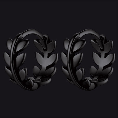 Sterling Silver Small Leaf Hoop Huggie Earrings for