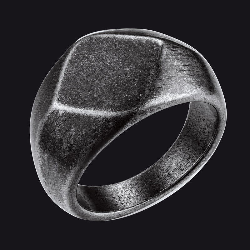 Custom Text Chunky Thick Heavy Signet Ring Gift for Dad