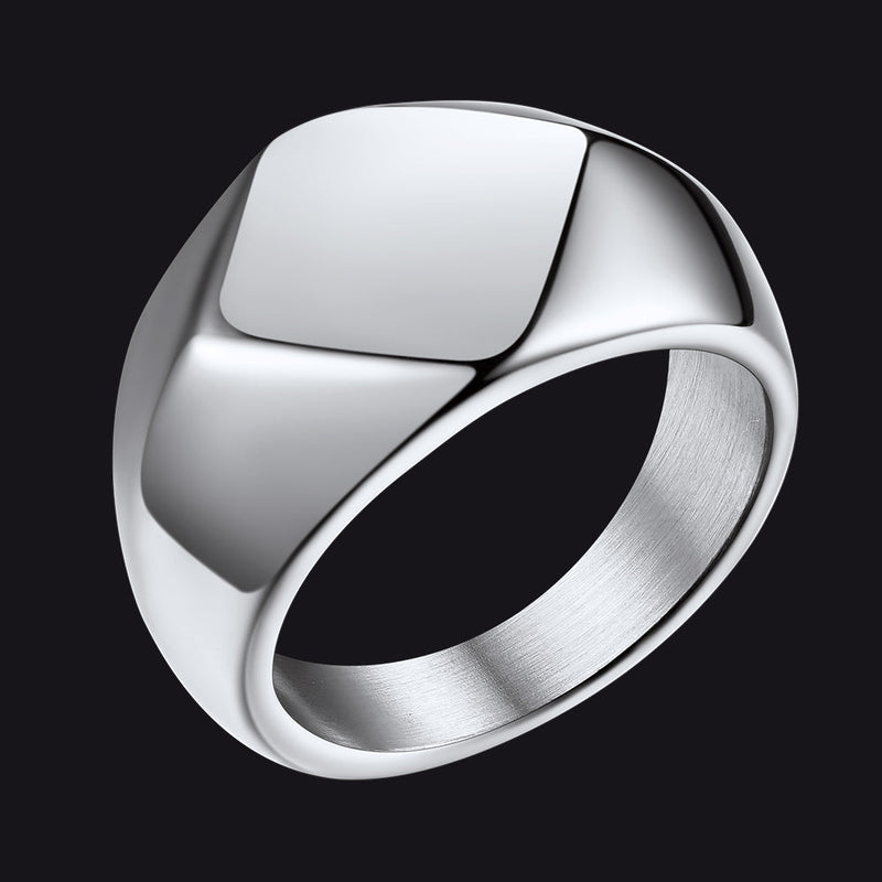Custom Text Chunky Thick Heavy Signet Ring Gift for Dad