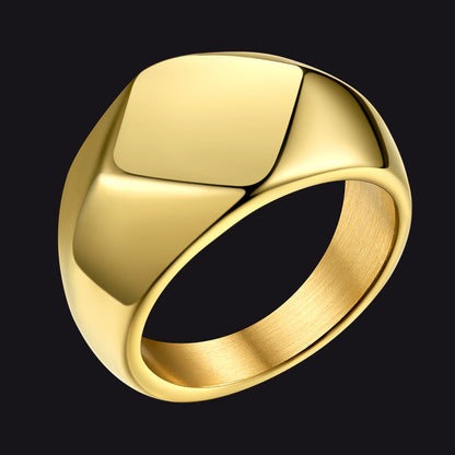Custom Text Chunky Thick Heavy Signet Ring Gift for Dad