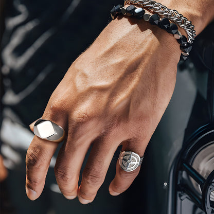 Custom Text Chunky Thick Heavy Signet Ring Gift for Dad