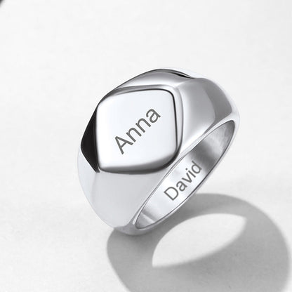 Custom Text Chunky Thick Heavy Signet Ring Gift for Dad