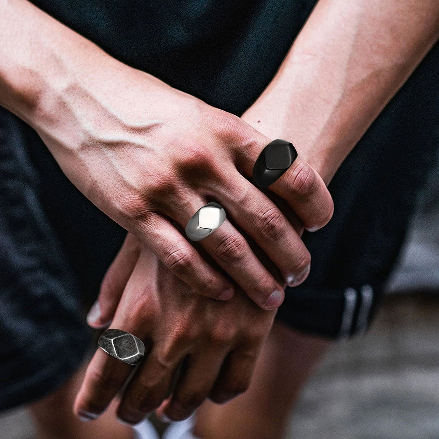 Custom Text Chunky Thick Heavy Signet Ring Gift for Dad