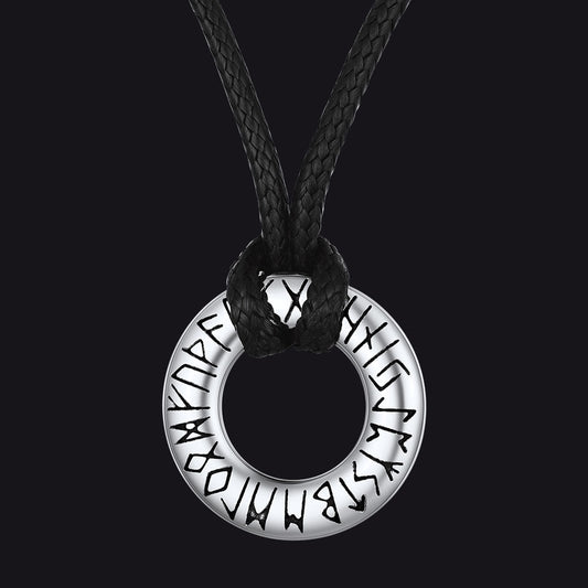 Norse Viking Rune Circle Chain Necklace for