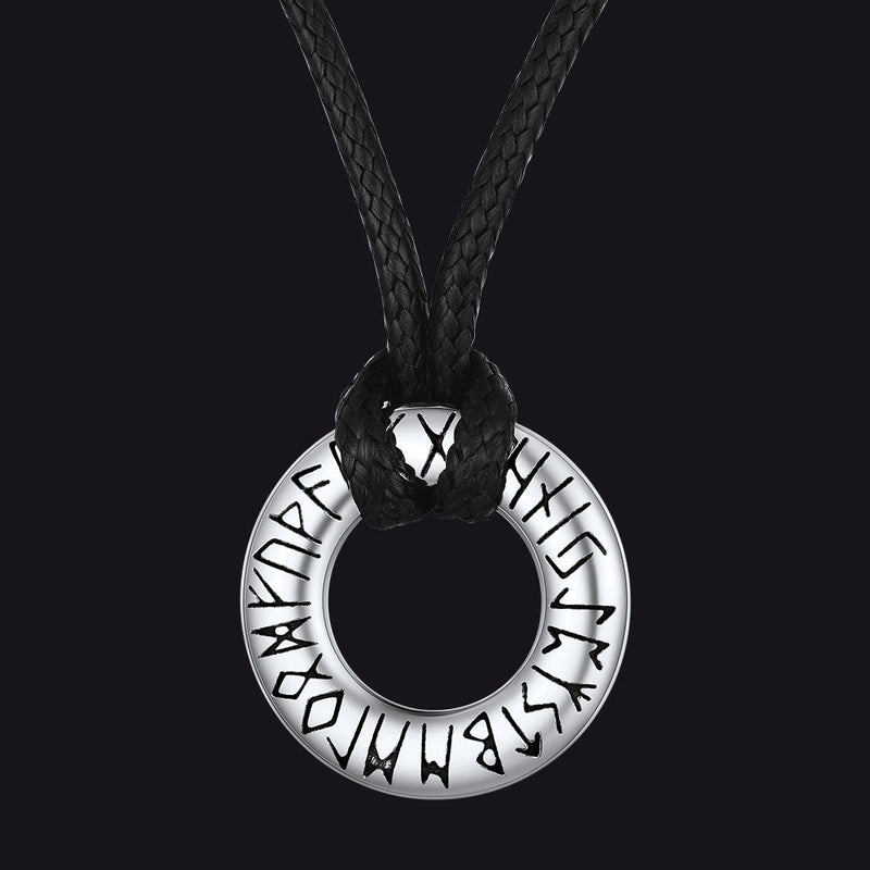 Norse Viking Rune Circle Chain Necklace for
