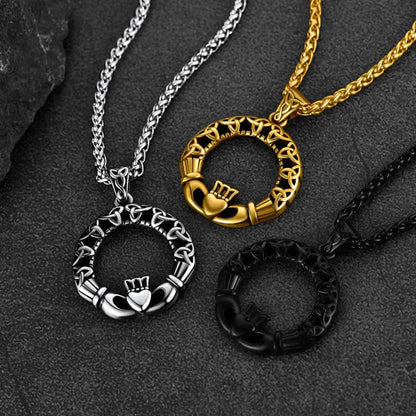 Claddage Circle Celtic Knot Pendant Necklace for /