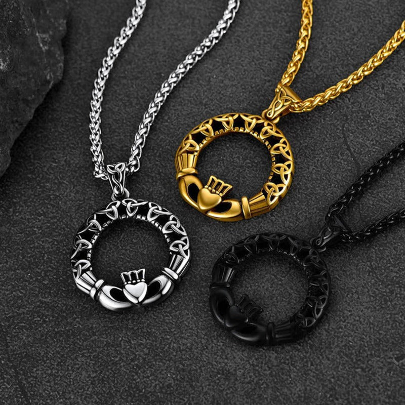 Claddage Circle Celtic Knot Pendant Necklace for /