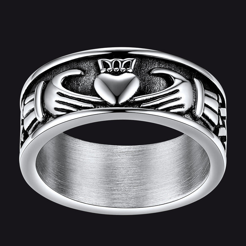 Celtic Claddagh Love Wedding Band Ring for