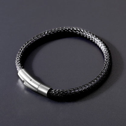 Clasp Braided Genuine Leather Bracelet Birthday Gift for