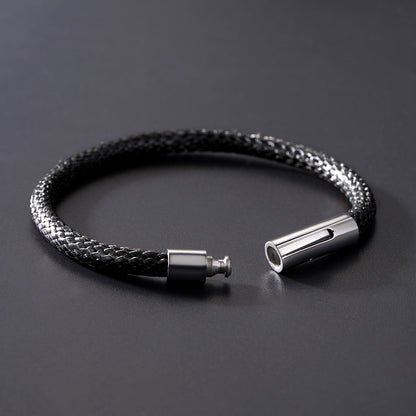 Clasp Braided Genuine Leather Bracelet for