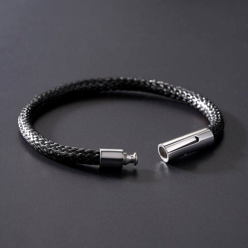 Clasp Braided Genuine Leather Bracelet for