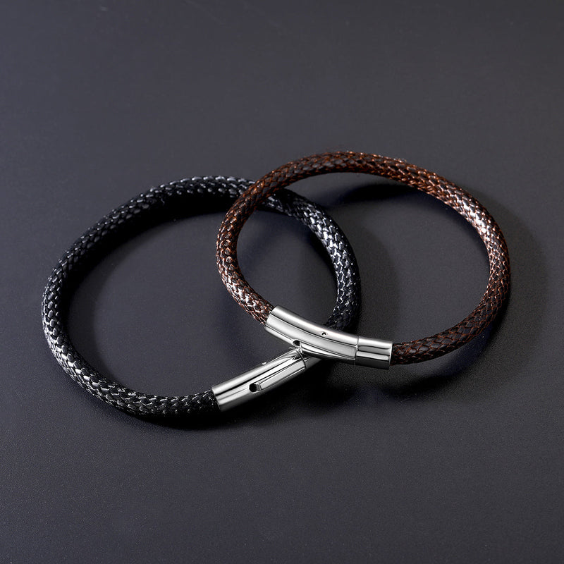 Clasp Braided Genuine Leather Bracelet for