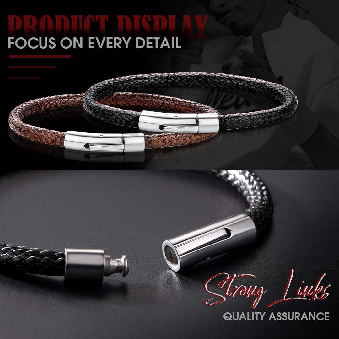 Clasp Braided Genuine Leather Bracelet Birthday Gift for