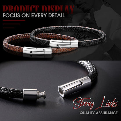 Clasp Braided Genuine Leather Bracelet Birthday Gift for
