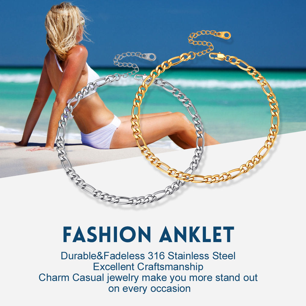 5mm Classic Figaro Link Anklet Bracelet for