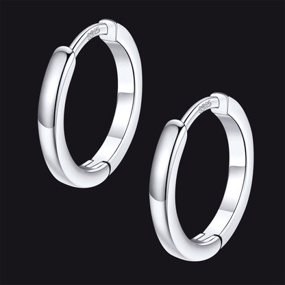 Classic Sterling Silver Huggie Hoop Earrings for
