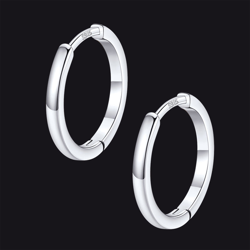 Classic Sterling Silver Huggie Hoop Earrings for