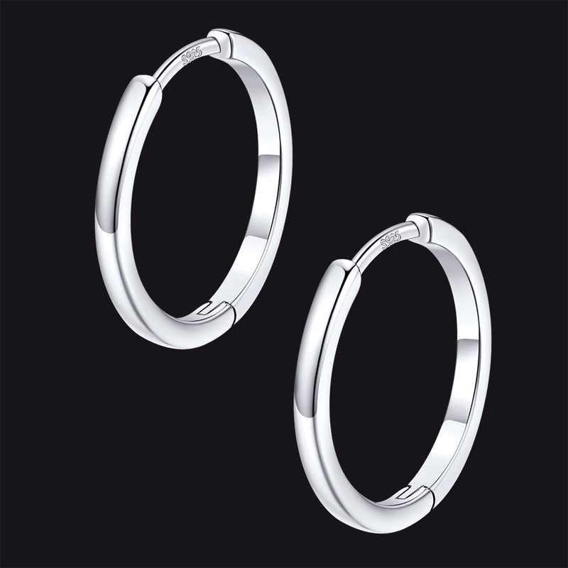 Classic Sterling Silver Huggie Hoop Earrings for