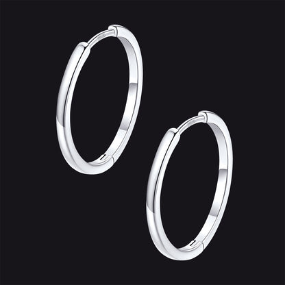 Classic Sterling Silver Huggie Hoop Earrings for