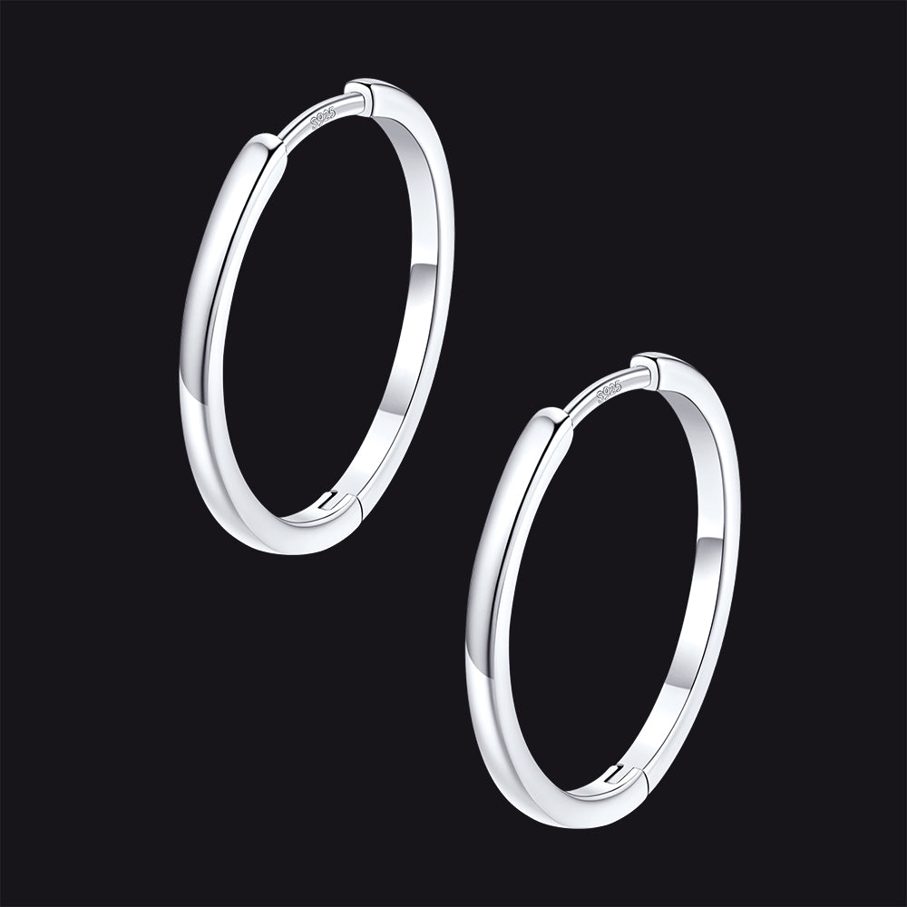 Classic Sterling Silver Huggie Hoop Earrings for