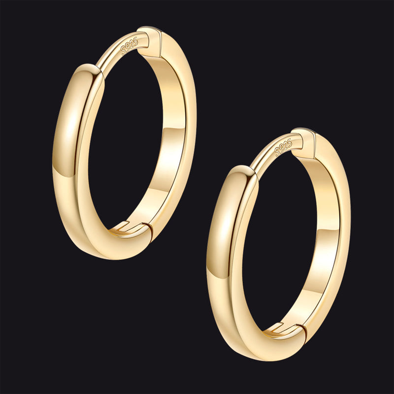 Classic Sterling Silver Huggie Hoop Earrings for