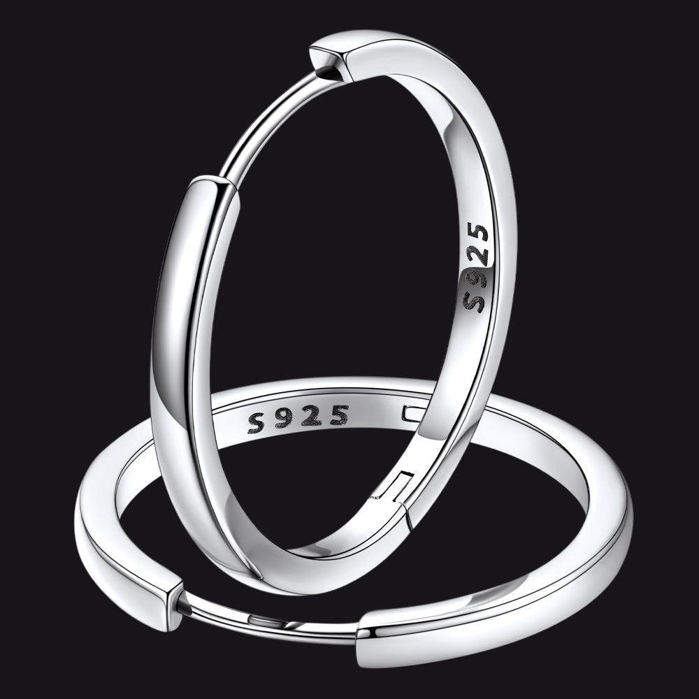 Classic Sterling Silver Huggie Hoop Earrings for